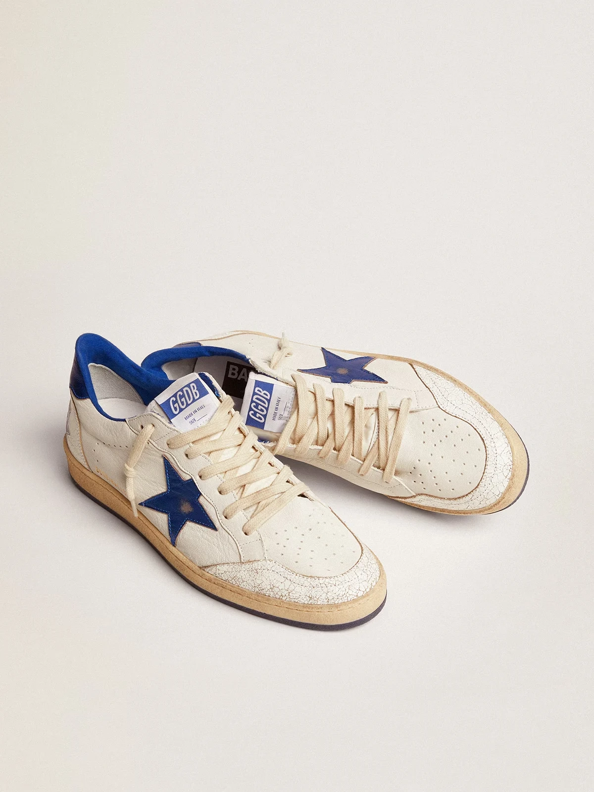 Mens Ball Star in white nappa with blue star and heel tab 5